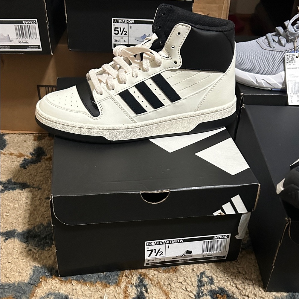 adidas Black and White High-Top Sneakers